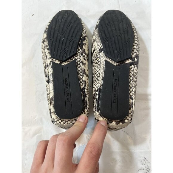 Michael Kors Fulton Moc Natural Embossed Snake Print Leather Flats  size 8 - Picture 7 of 16